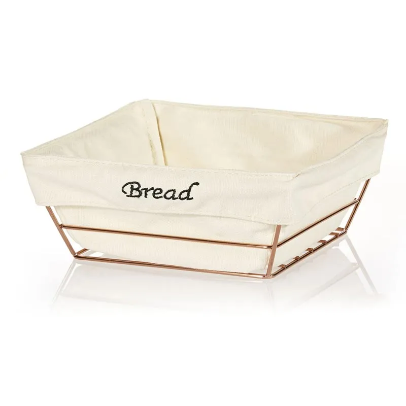 Biradlı BRD-HW180B Kare Bezli Ekmek Sepeti, 22x22 cm, Bakır