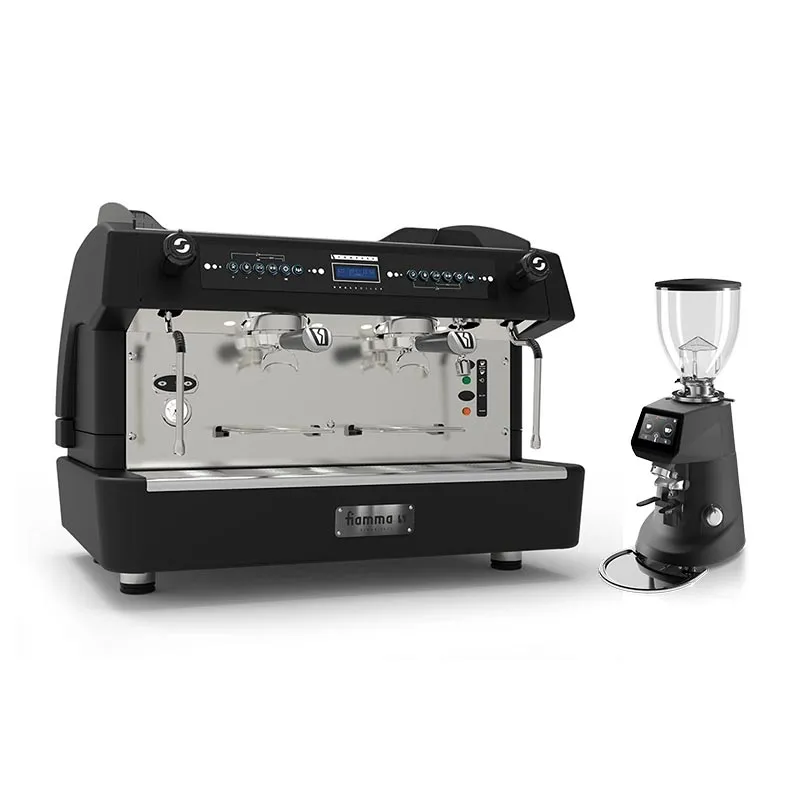 Fiamma Compass 2 Double Boiler Tall Cup Espresso Kahve Makinesi, 2 Gruplu + Fiorenzato F64E Kahve Değirmeni, Siyah