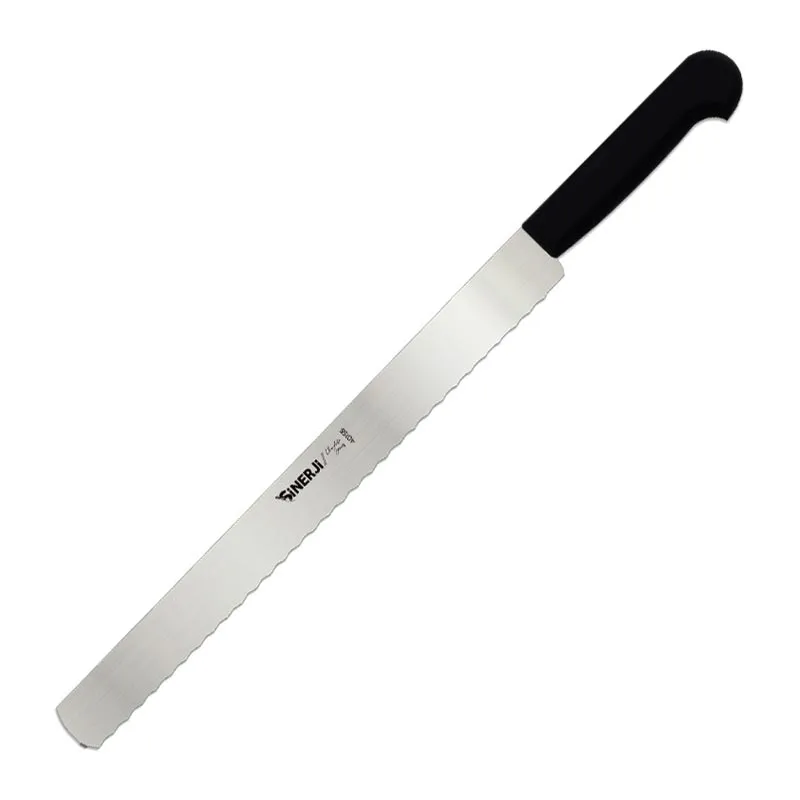 Sinerji Chocolate Plastik Saplı Dişli Pasta Bıçağı, 35 cm, Siyah