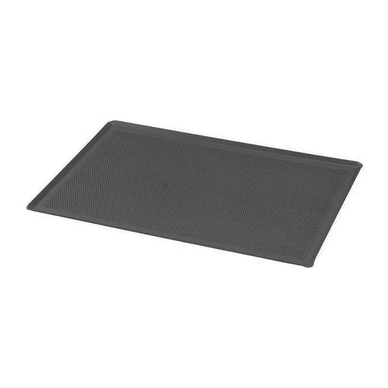 Almetal Kaplamalı Alüminyum İtalyan Açılı Delikli Tava, 2 mm, 38x46x1 cm, Siyah