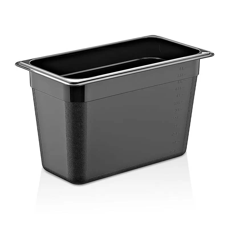 GastroPlast GN1/3-200 mm Polipropilen Gastronorm Küvet, Siyah