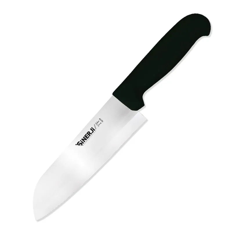 Sinerji Silver Plastik Saplı Santoku Şef Bıçağı, 18 cm, Siyah