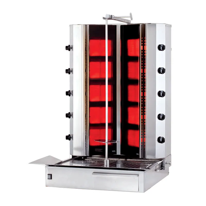 Kalitegaz KLG225VG V Model Döner Ocağı, 5+5 Radyanlı, Gazlı, Alttan Motorlu, Hareketli Gövde, Camlı