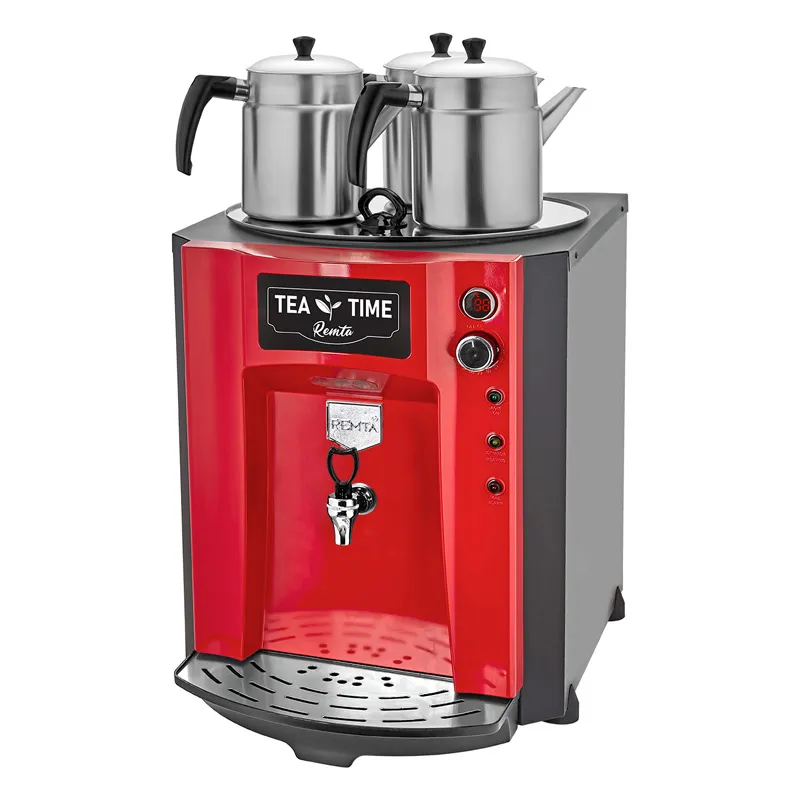 Remta DE10P Premium Jumbo Çay Makinesi, 3 Demlikli, 40 L, Elektrikli, Kırmızı