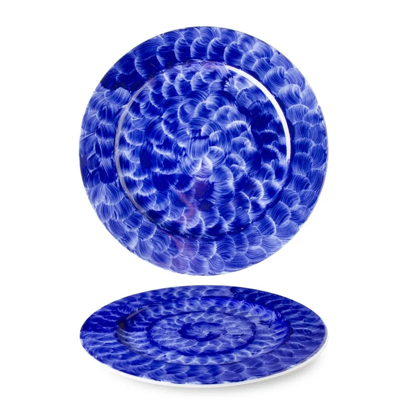 Lilien Indigo Örgü Desenli Düz Tabak, 31 cm, Mavi