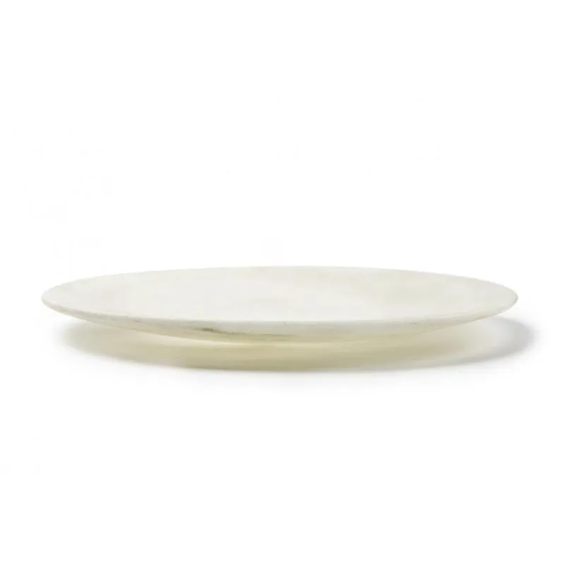 100% Chef Smooth Rim Mermer Sunum Tabağı, 30 cm, Beyaz