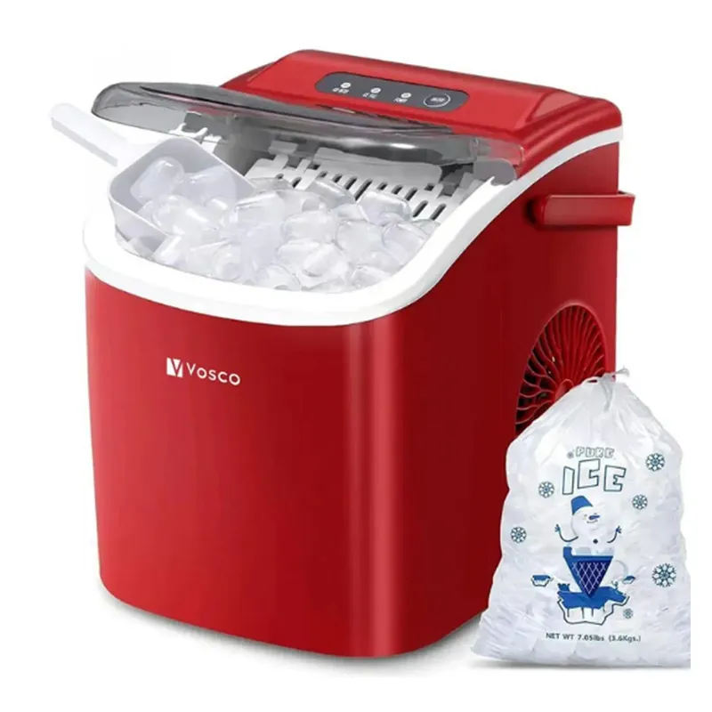 Vosco VHZB-12H Set Üstü Parmak Buz Makinesi, 12 kg/gün Kapasiteli, Kırmızı
