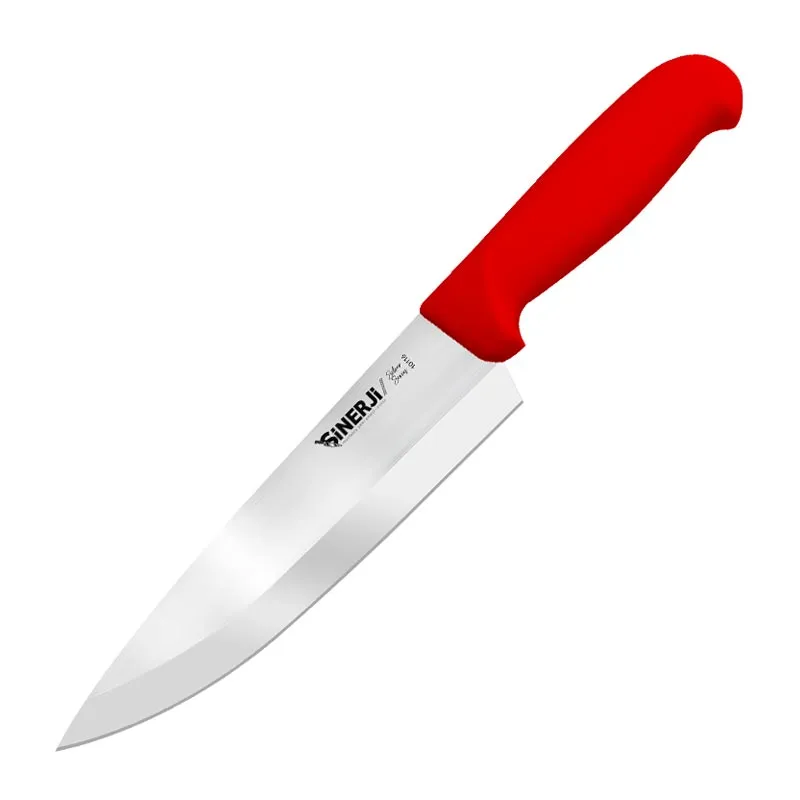 Sinerji Silver No 2 Plastik Saplı Şef Bıçağı, 20.5 cm, Kırmızı