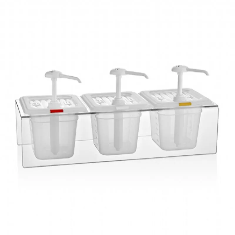 GastroPlast Pompalı Sos Dispenseri, 3'lü, Şeffaf