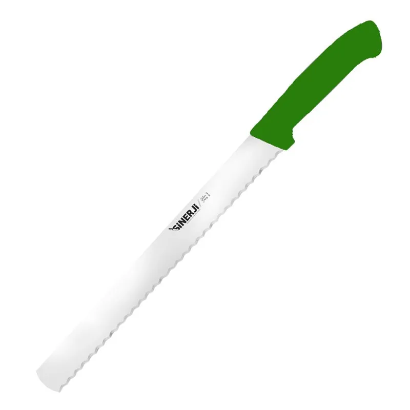 Sinerji Silver Plastik Saplı Dişli Ekmek Bıçağı, 30 cm, Yeşil