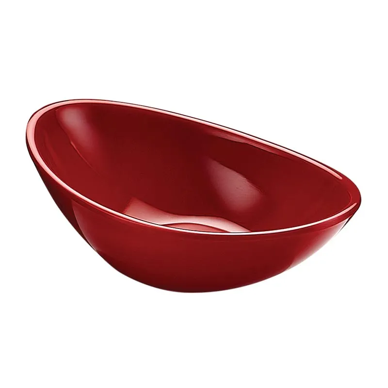 Biradlı BRD-517504 Minimal Melamin Oval Sunum Tabağı, 10x6x3 cm, Kırmızı