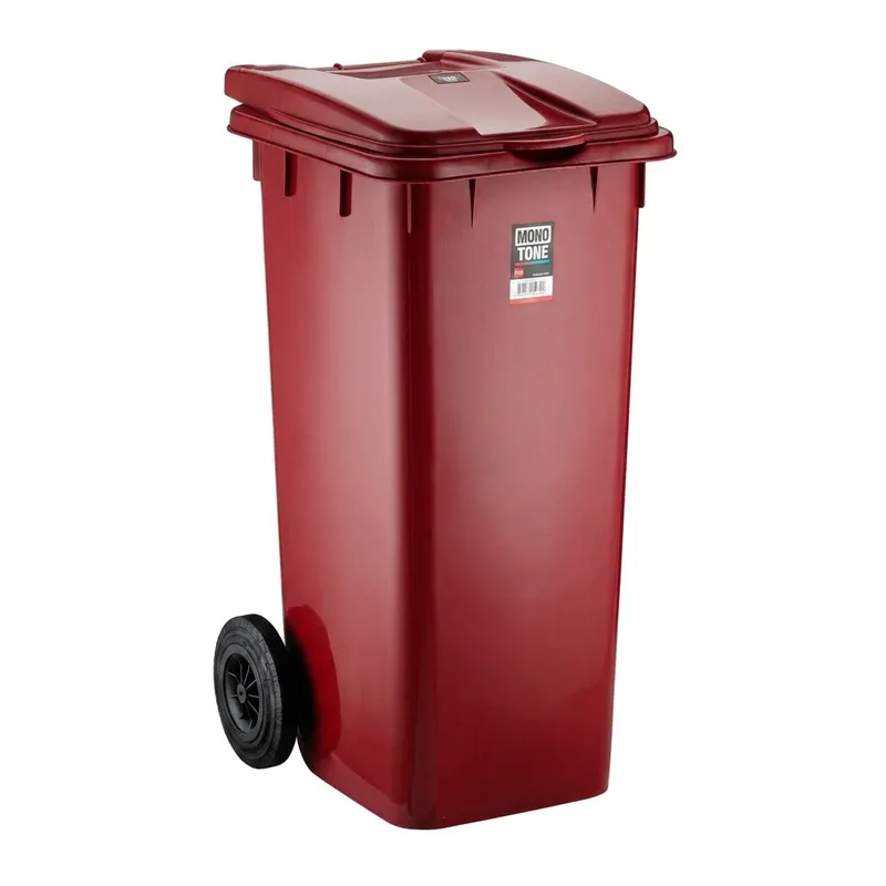 Bora Plastik Mono Tone Çöp Kovası, 120 L, Kırmızı