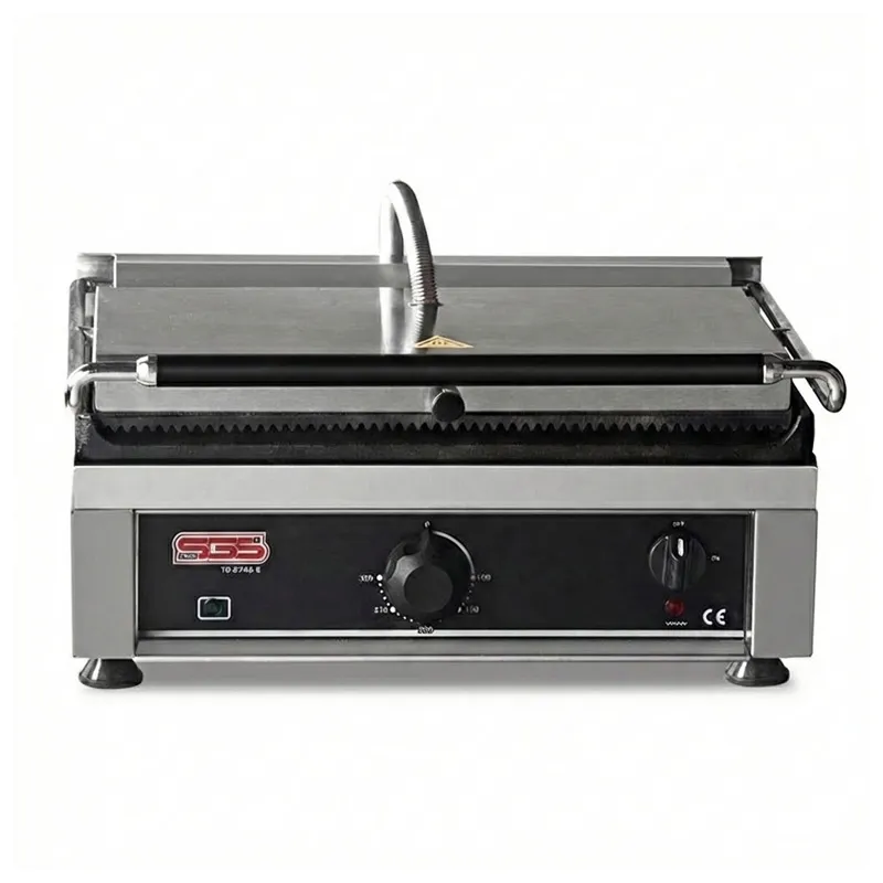 SGS TG 2735 E/G Alt Düz Üst Girintili Tost Makinesi, Tek Kapaklı, Elektrikli