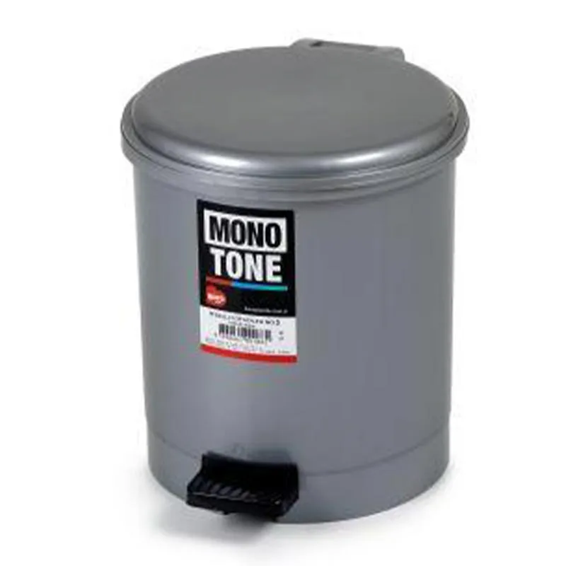 Bora Plastik Pedallı Çöp Kovası, No: 1, 6 L, Gri