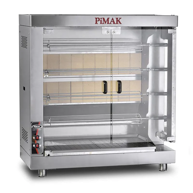Pimak Kollu Set Üstü Piliç Çevirme Makinesi, 20 Piliç Kapasiteli, Doğalgazlı