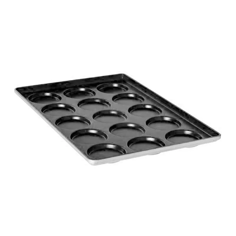 Almetal Kaplamalı Alüminyum Hamburger Ekmeği Tavası, 24 Gözlü, 115 mm, 49x74 cm