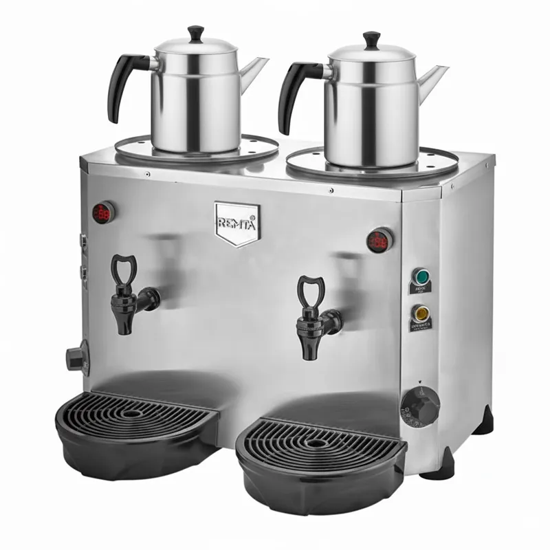 Remta DE15 Jumbo Çay Makinesi, 2 Demlikli, 9+9 L, Elektrikli, Gri