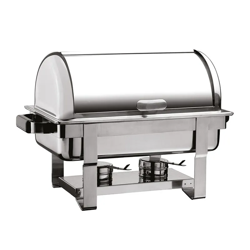 Öztiryakiler Rolltop Kapaklı Chafing Dish, İçiçe Geçen Ayaklı, Jel Yakıtlı