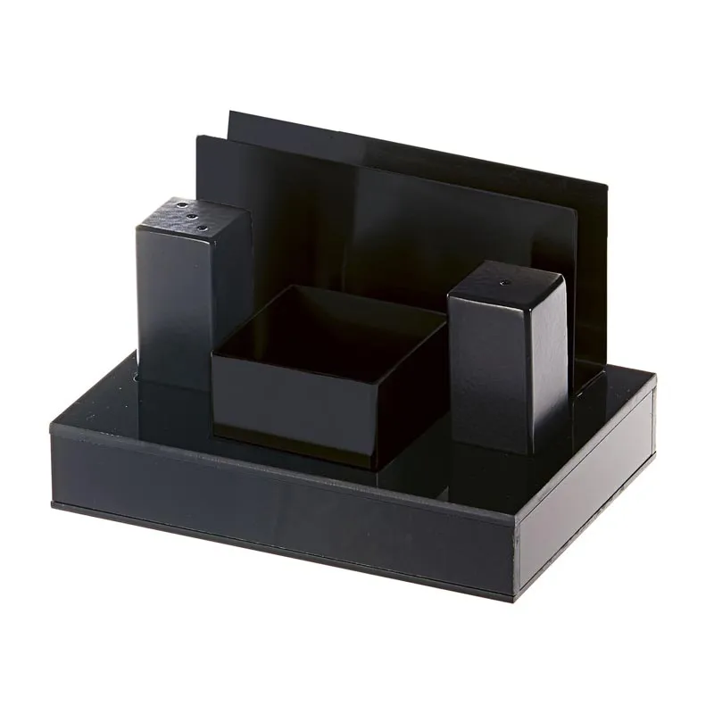 Biradlı GRV-67 Pleksi Standlı Kare Tuzluk Takımı, 4'lü