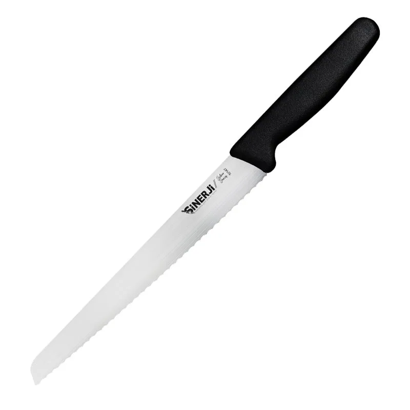 Sinerji Silver Plastik Saplı Orta Dişli Ekmek Bıçağı, 21 cm, Siyah
