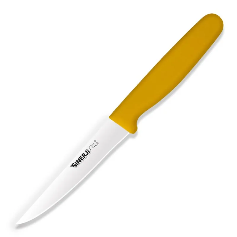 Sinerji Silver Plastik Saplı Düz Sebze Bıçağı, 11 cm, Sarı