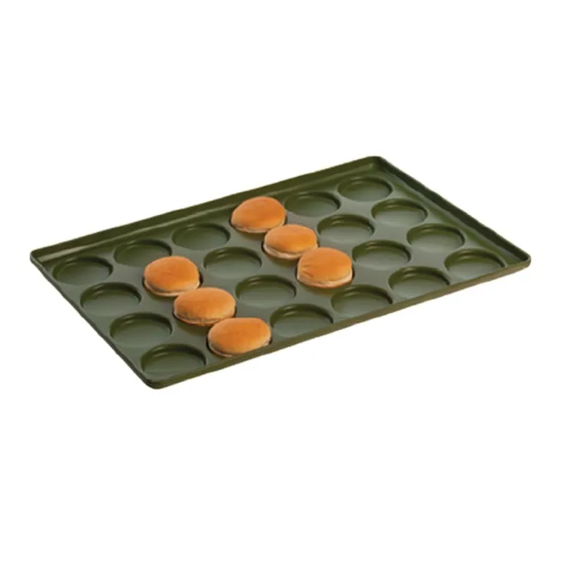 Almetal Kaplamalı Alüminyum Hamburger Ekmeği Tavası, 20 Gözlü, 125 mm, 59x80 cm