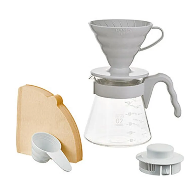 Hario VCSD-02-PGR V60 Kahve Demleme Seti, Açık Gri