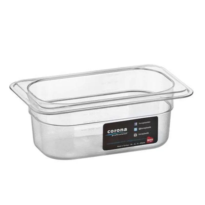 Bora Plastik GN 1/9-65 mm Polikarbon Gastronorm Küvet, 600 ml