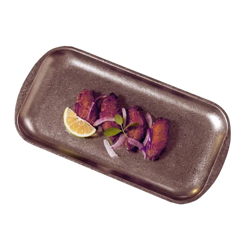 Biradlı Groovy GRV-R241006 Açık Büfe Retro Sunum Tabağı, 41x23x1.5 cm, Bakır