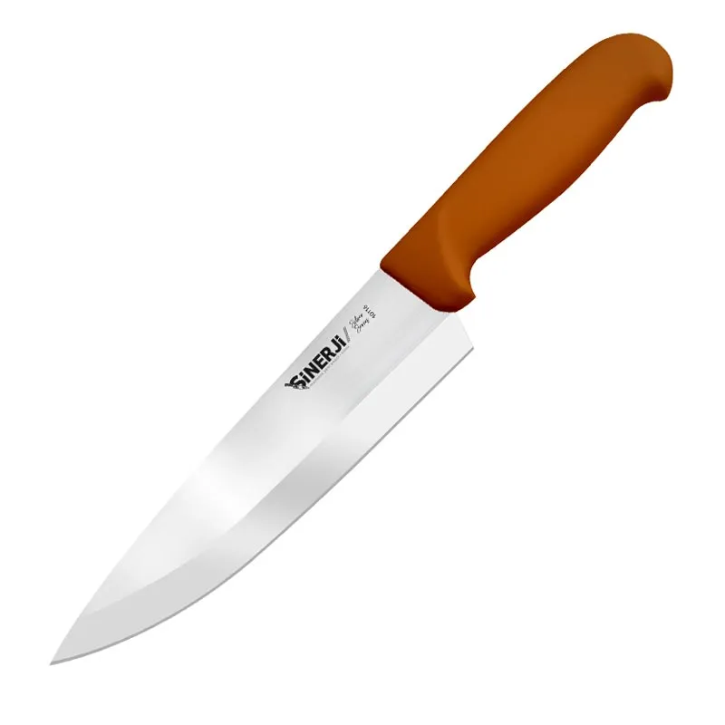 Sinerji Silver No 2 Plastik Saplı Şef Bıçağı, 20.5 cm, Kahverengi