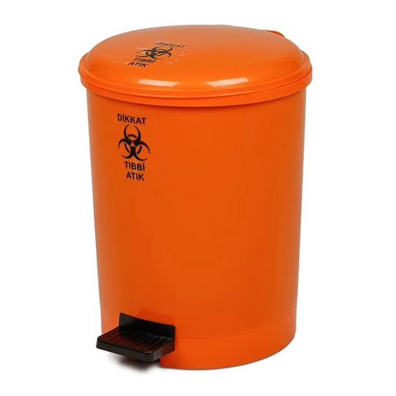 Bora Plastik Tone Pedallı Tıbbi Atık Çöp Kovası, No: 3, 20 L, Turuncu