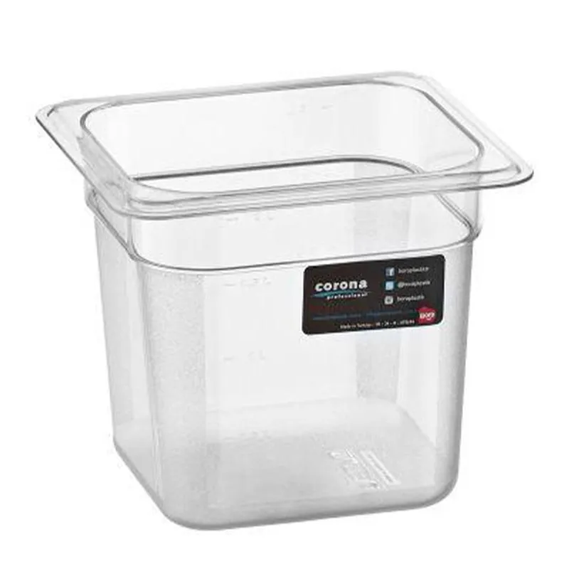 Bora Plastik GN 1/6-150 mm Polikarbon Gastronorm Küvet, 2 L