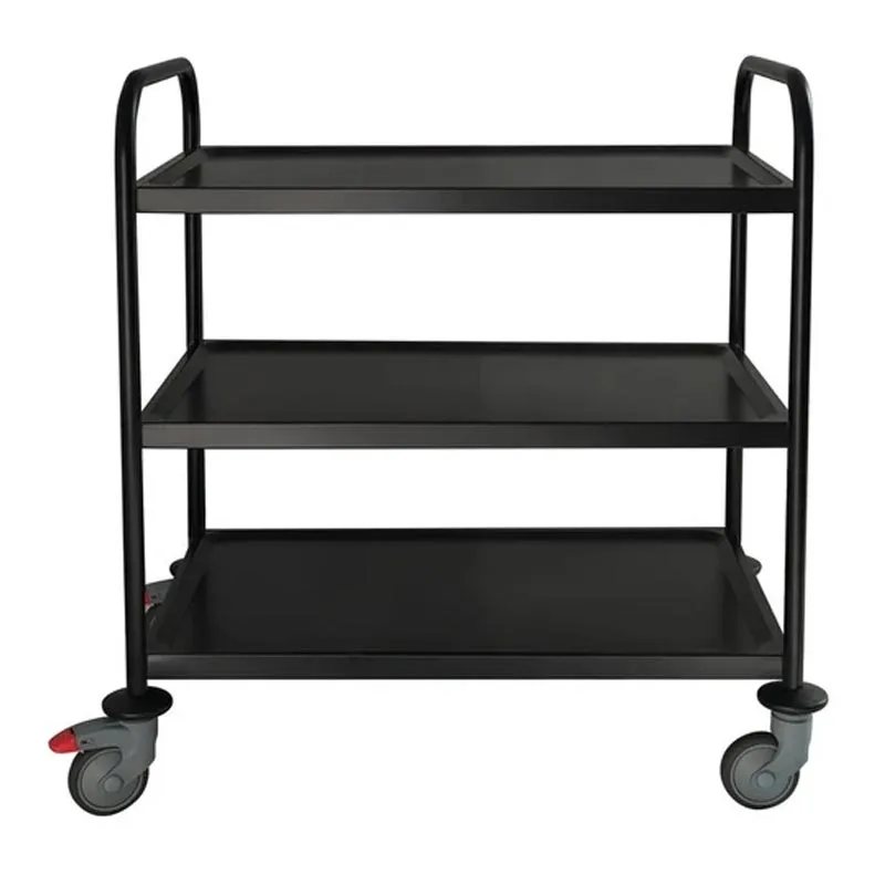 Smart Chef 101102 Paslanmaz Çelik 3 Katlı Servis Arabası, 93x51x93 cm, Siyah