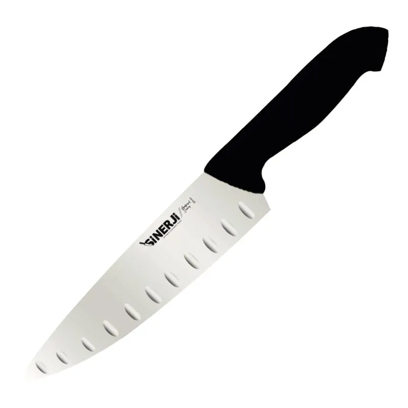 Sinerji Protrend No 2 Plastik Saplı Oluklu Şef Bıçağı, 20.5 cm, Siyah