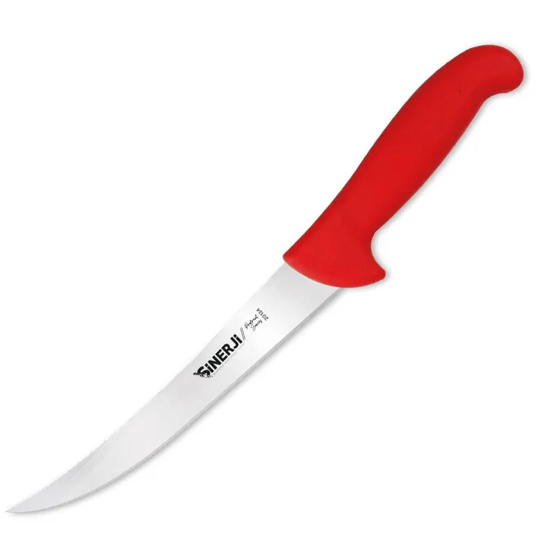 Sinerji Protrend No 1 Plastik Saplı Kıvrık Et Doğrama Bıçağı, 21 cm, Kırmızı