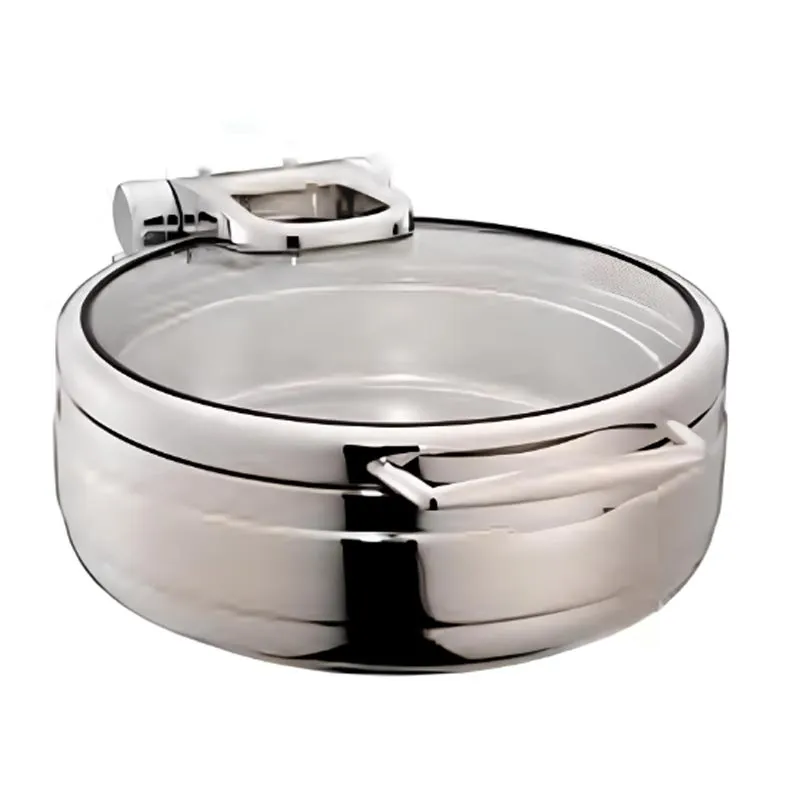 Öztiryakiler Lux Hidrolik Cam Kapaklı Yuvarlak Chafing Dish, GN 1-2, 4 L