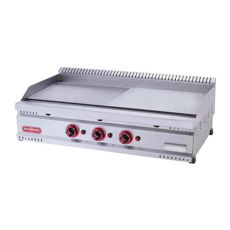 SilverInox PG-80-Y 600 Seri Yarı Oluklu Izgara, 80x80 cm, Doğalgazlı