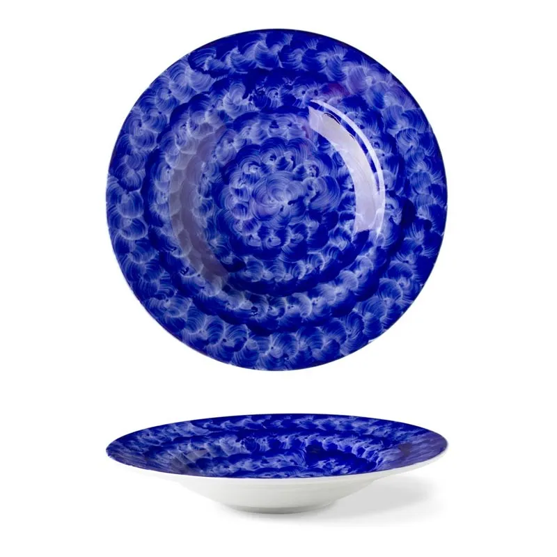Lilien Indigo Örgü Desenli Makarna Tabağı, 27 cm, Mavi