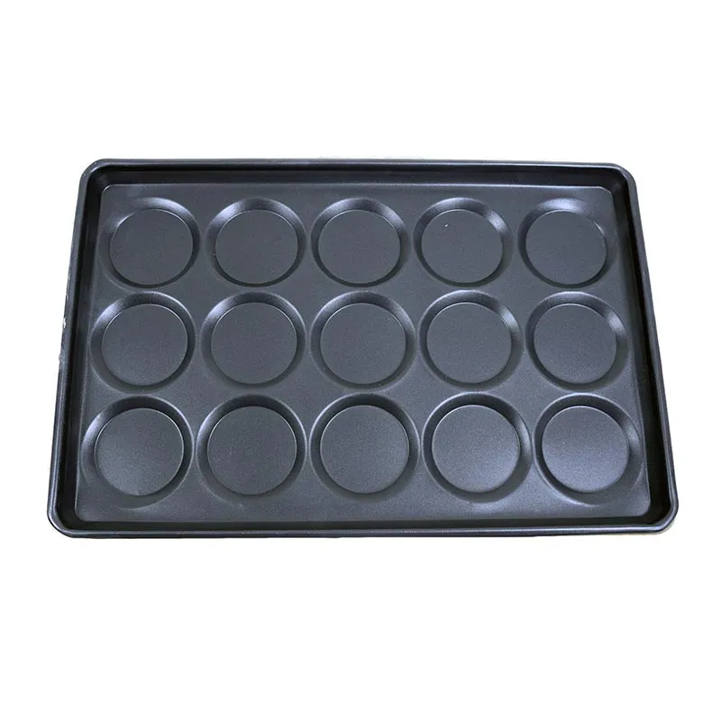 Almetal Kaplamalı Alüminyum Hamburger Ekmeği Tavası, 15 Gözlü, 125 mm, 49x74 cm