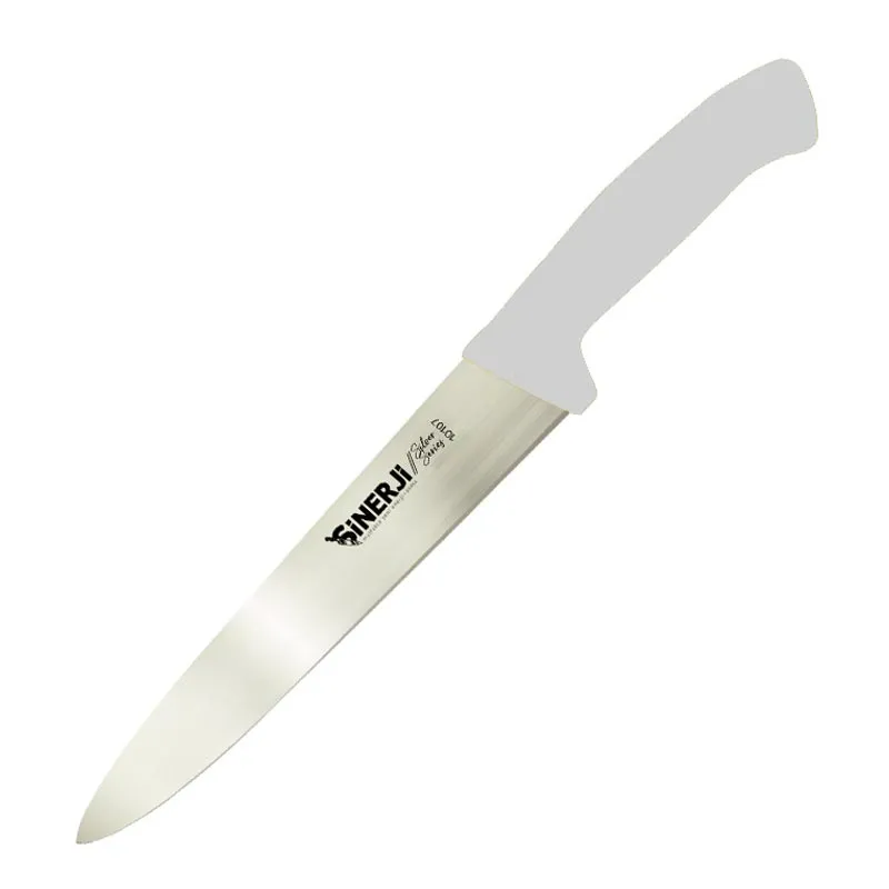 Sinerji Silver Plastik Saplı Dilimleme Bıçağı, 18 cm, Beyaz