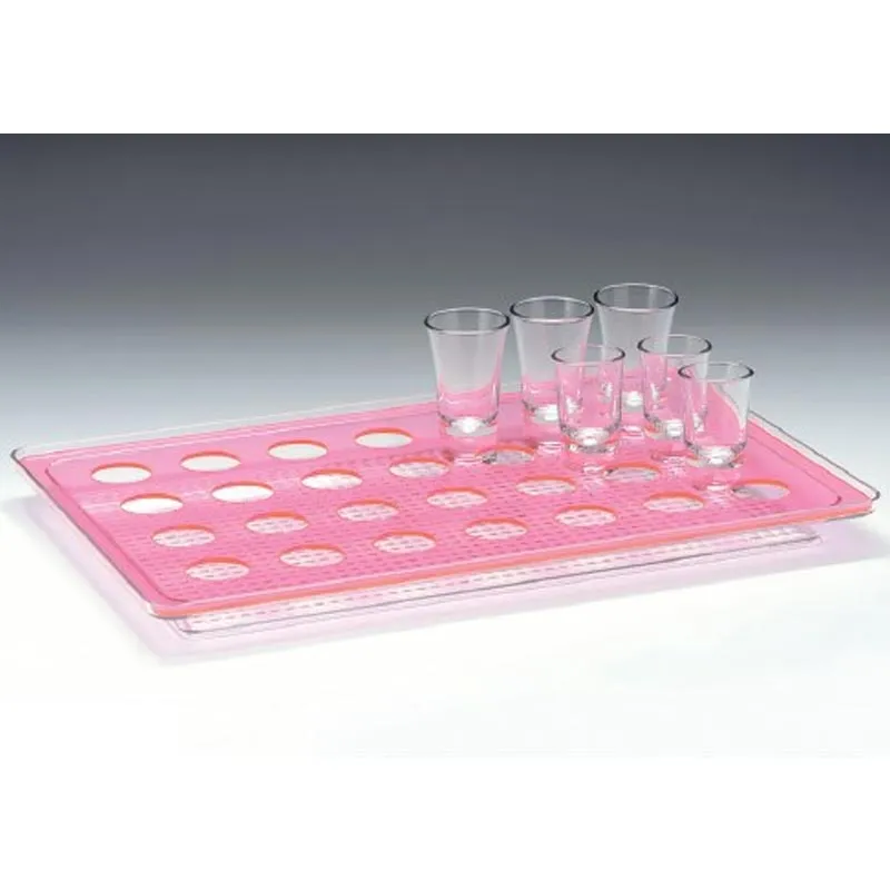 Zicco ZCP-678 Polikarbon Tepsili Shot Servis Standı, 28'li, 44x28 cm, Pembe