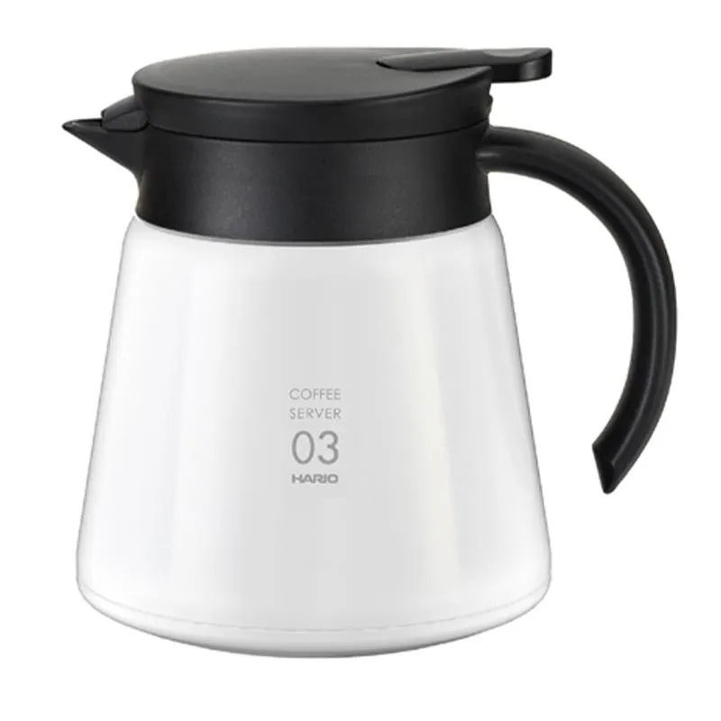 Hario VHS-80W V60 03 Yalıtımlı Paslanmaz Servis Sürahisi, 800 ml, Beyaz