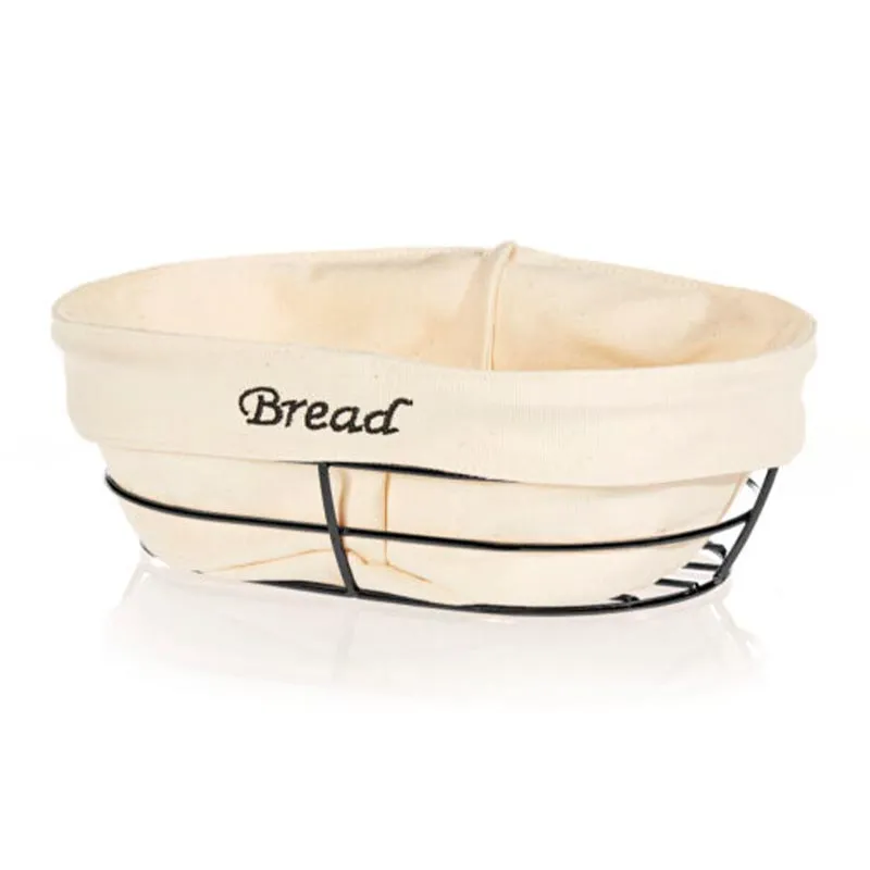 Biradlı HW186B Oval Bezli Ekmek Sepeti, 26x17 cm, Siyah