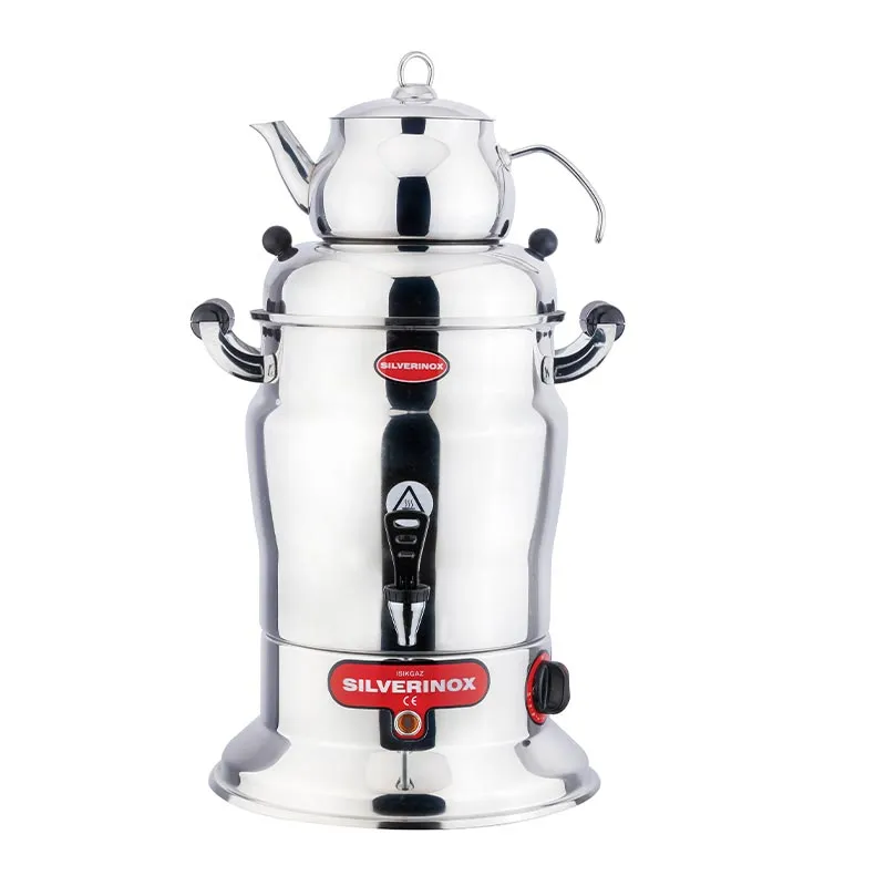 SilverInox 2202-1 Crown Çay Semaveri, Tek Demlikli, 160 Bardak Kapasiteli, 16 L
