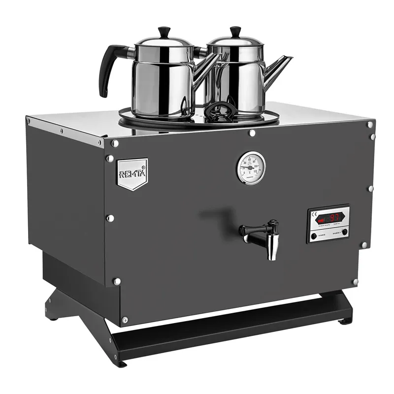 Remta EP02-L Çift Cidarlı 2 Demlikli Çay Makinesi, 20 L, Elektrikli, Siyah