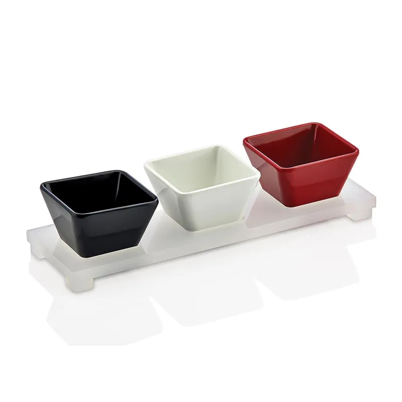 Biradlı GRV-890 Kare Sosluk Standı, 3'lü, 25x8 cm, Beyaz