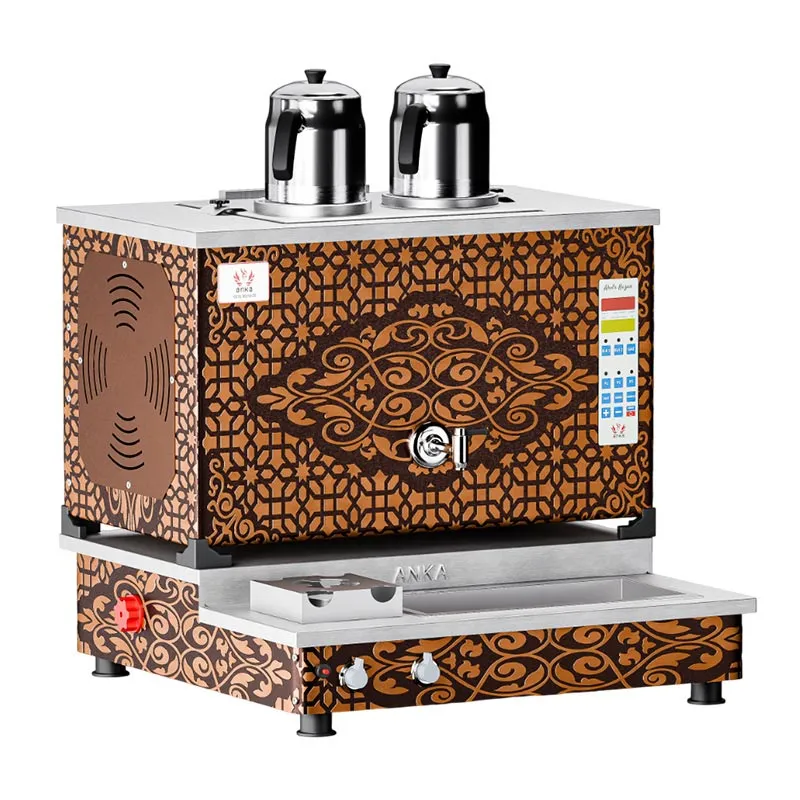 Anka Pro Plus Otomatik 2 Demlikli Çay Kazanı, 20 L, Elektrikli+Gazlı, Bakır