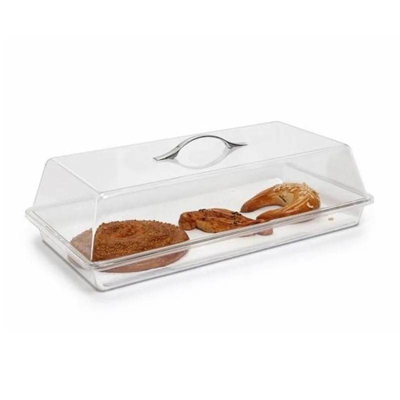 Bora Plastik Polikarbon Kapaklı Pasta ve Kek Kutusu, Metal Kulplıu, 24.8x45.6 cm