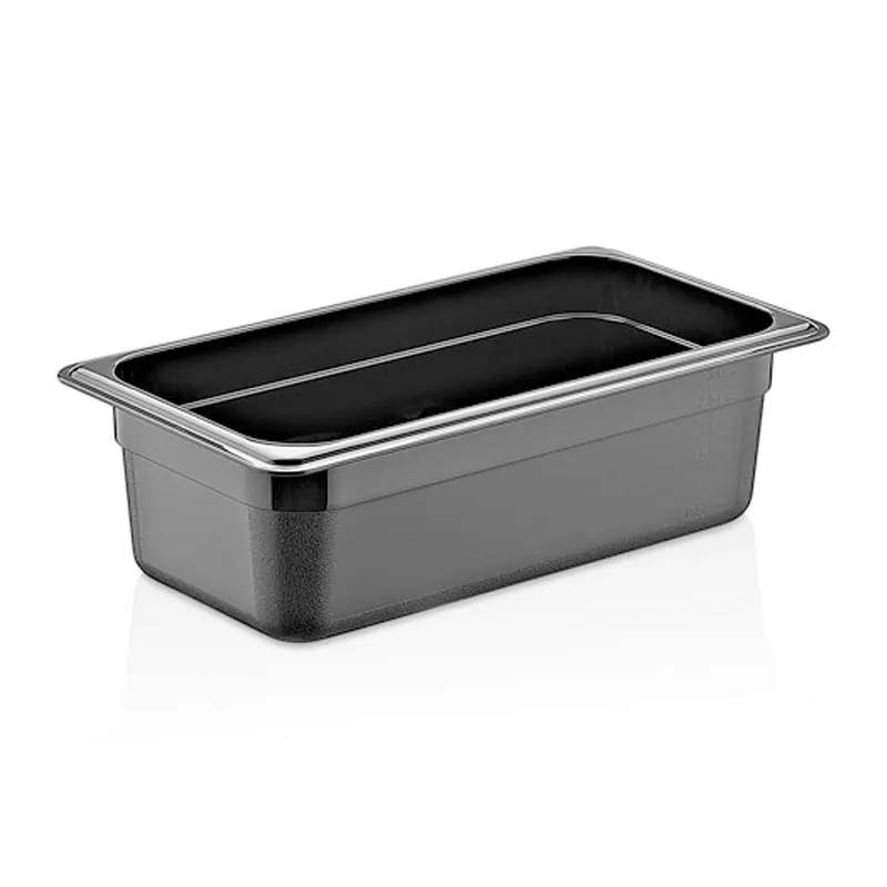 GastroPlast GN 1/9-65 mm Polikarbon Gastronorm Küvet, Siyah