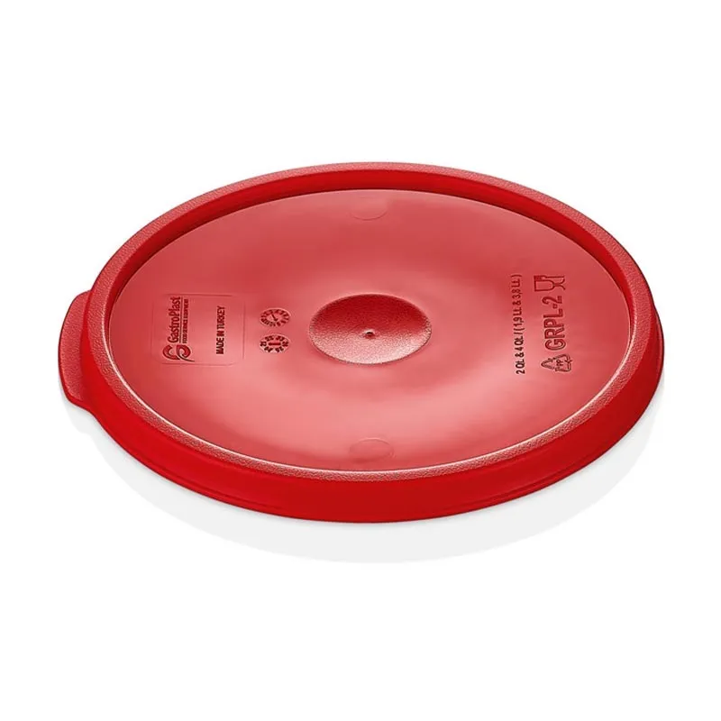 GastroPlast GRPPL-12 Polipropilen Yuvarlak Saklama Kabı Kapağı, Kırmızı